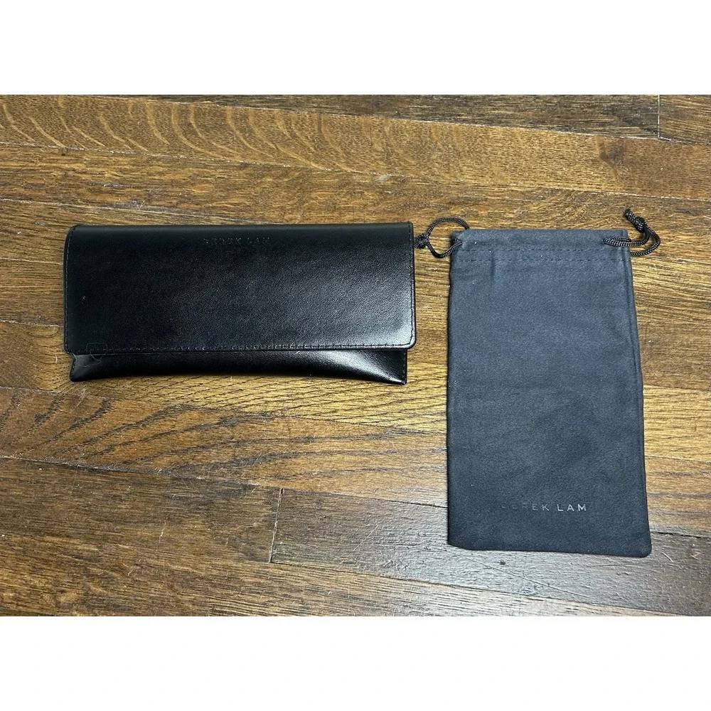 Derek Lam‎ Black Leather Glasses Case With Cleaning Cloth